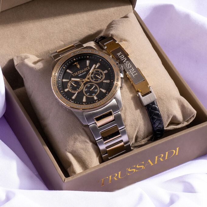Montre Homme multifonction Trussardi T-Hawk + Bracelet - R2453153003 - Affichage analogique - Résistant à l'eau