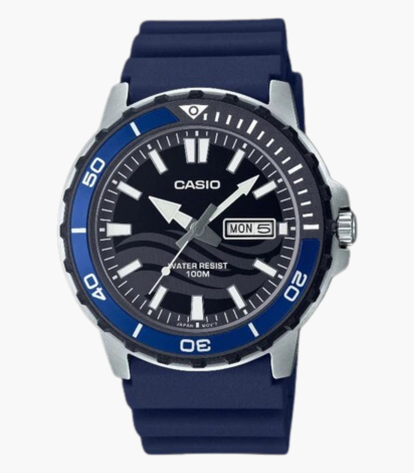 Montre Homme Casio - MTD-125-2AVDF - Bracelet en Résine Bleu - Affichage analogique - Résistant à l'eau