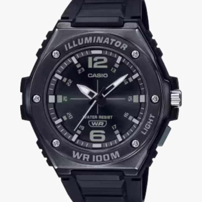 Montre Homme Casio - MWA-100HB-1AVVDF - Bracelet en Résine noir - Affichage analogique - Résistant à l'eau