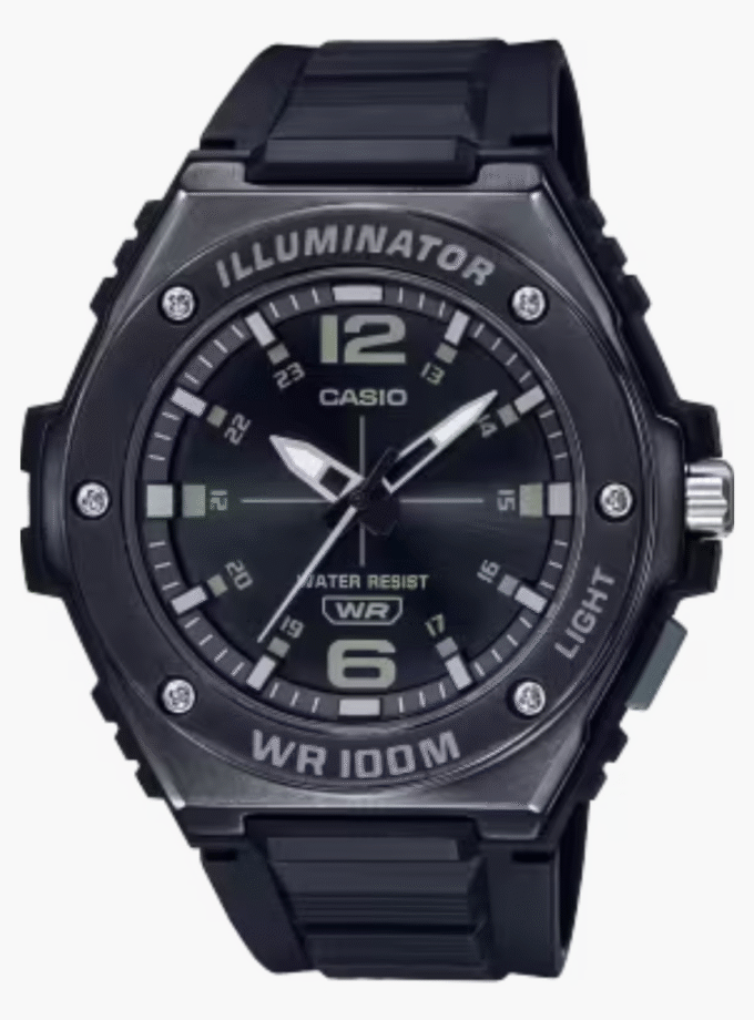 Montre Homme Casio - MWA-100HB-1AVVDF - Bracelet en Résine noir - Affichage analogique - Résistant à l'eau