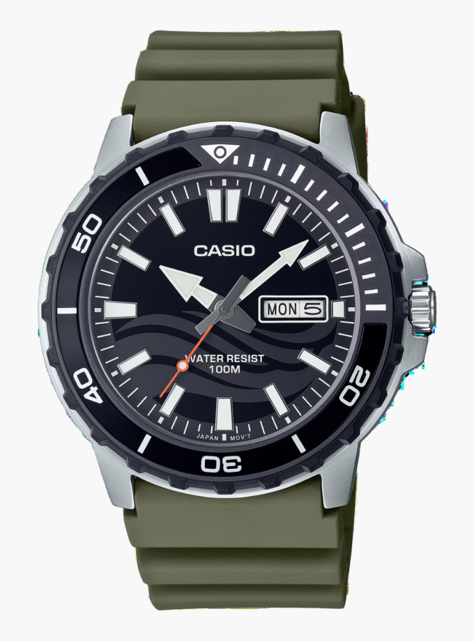 Montre Homme Casio - MTD-125-3AVDF - Bracelet en résine marron - Affichage analogique - Résistant à l'eau