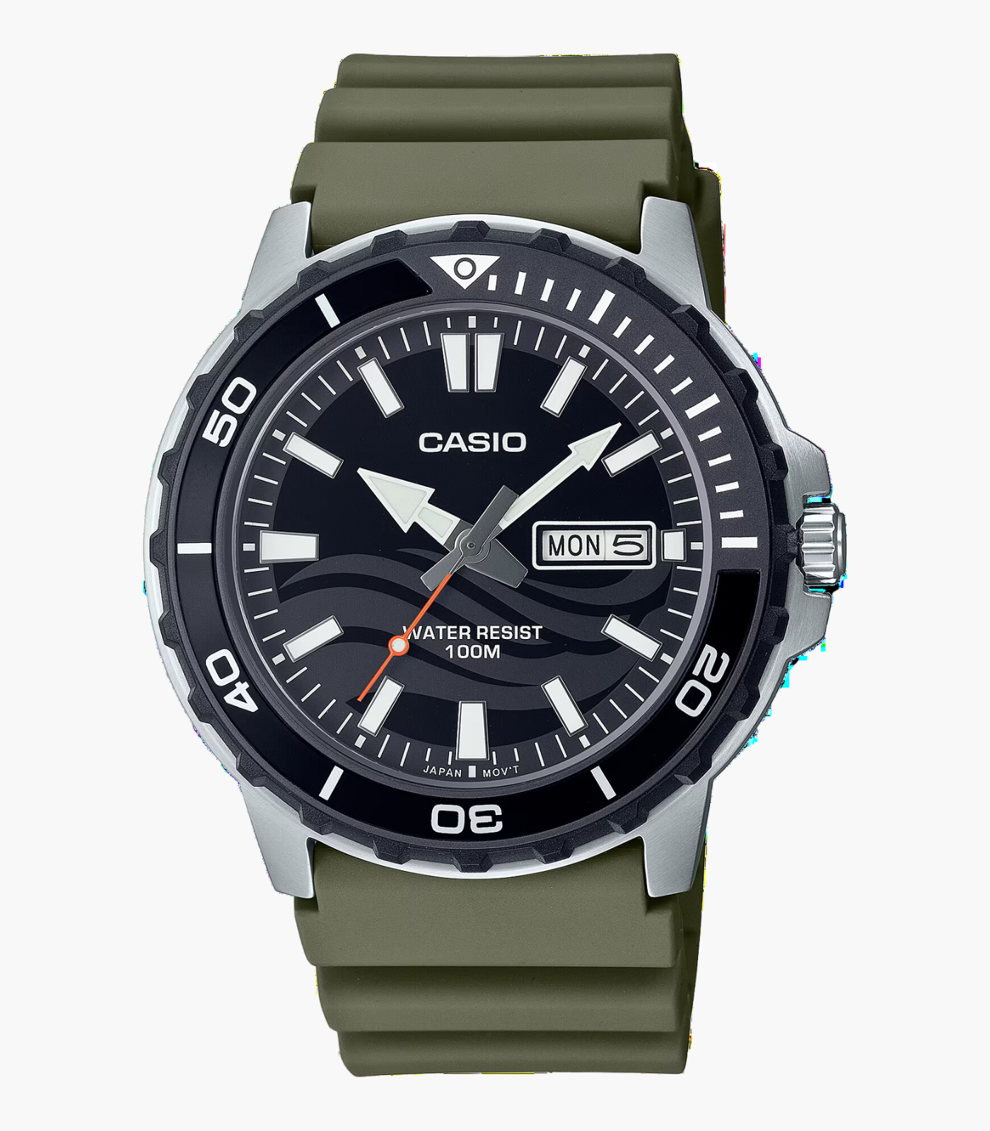 Montre Homme Casio - MTD-125-3AVDF - Bracelet en résine marron - Affichage analogique - Résistant à l'eau