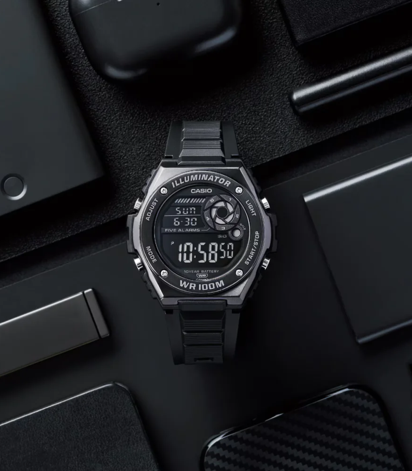 Montre Homme Casio - MWD-100HB-1BVDF - Bracelet en Résine Noir - Affichage Numérique - Résistant à l'eau – Image 2