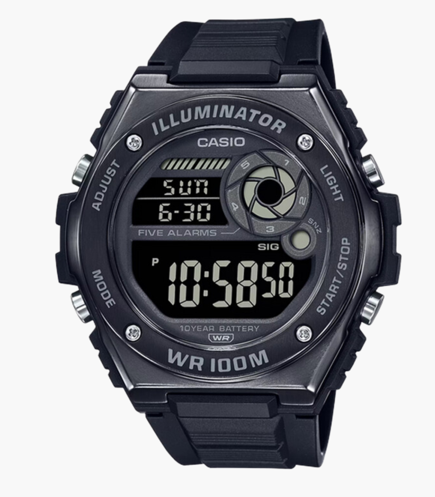 Montre Homme Casio - MWD-100HB-1BVDF - Bracelet en Résine Noir - Affichage Numérique - Résistant à l'eau