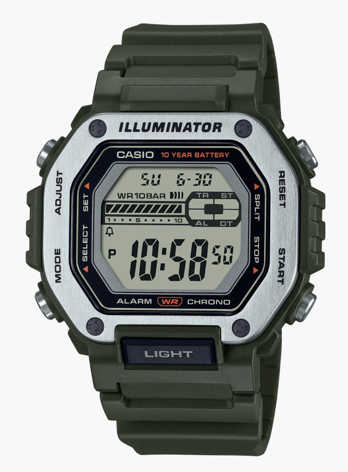 Montre Homme Casio - MWD-110H-3AVDF - Bracelet en Résine Noir - Affichage Numérique - Résistant à l'eau