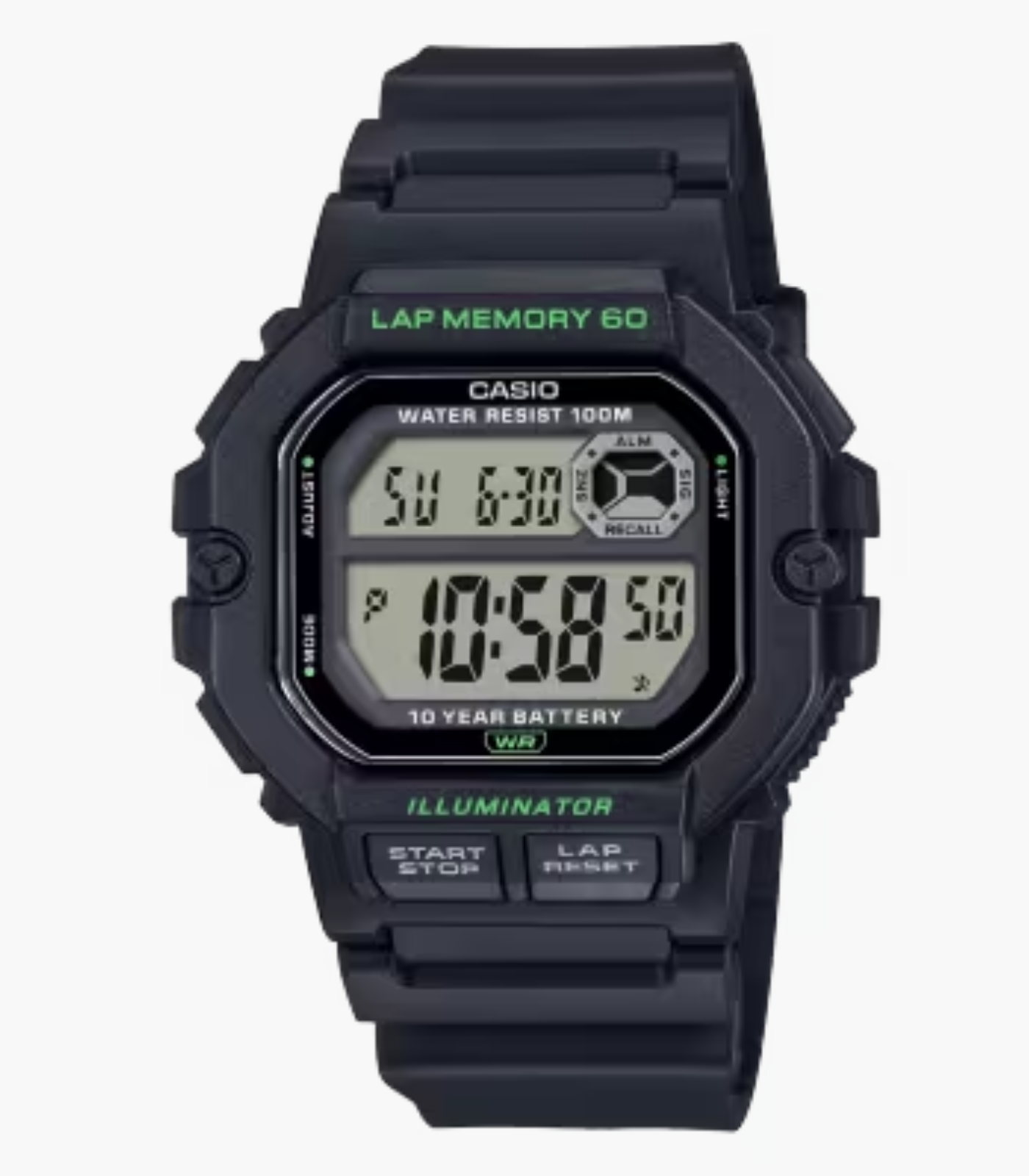 Montre Homme Casio - WS-1400H-1AVDF - Bracelet en Résine Noir - Affichage Numérique - Résistant à l'eau