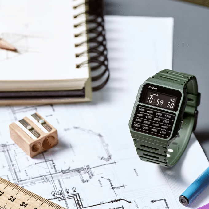 Montre Calculatrice Casio - CA-53WF-3BDF - Bracelet en Résine Marron - Résistant à l'eau