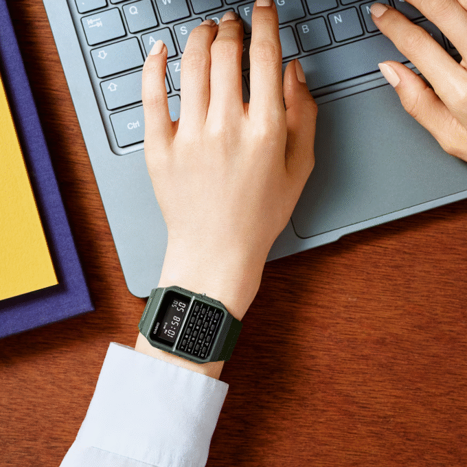 Montre Calculatrice Casio - CA-53WF-3BDF - Bracelet en Résine Marron - Résistant à l'eau