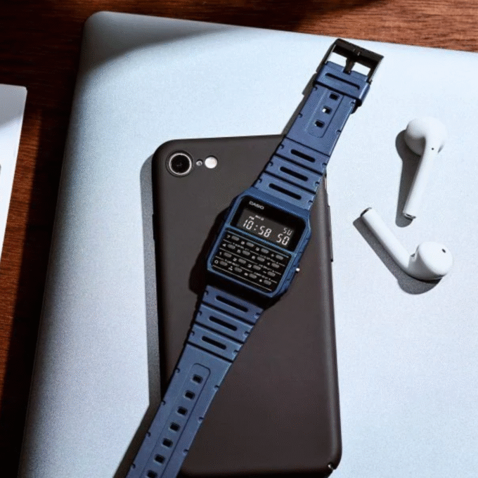 Montre Calculatrice Casio - CA-53WF-2BDF - Bracelet en Résine Bleu - Affichage Numérique - Résistant à l'eau