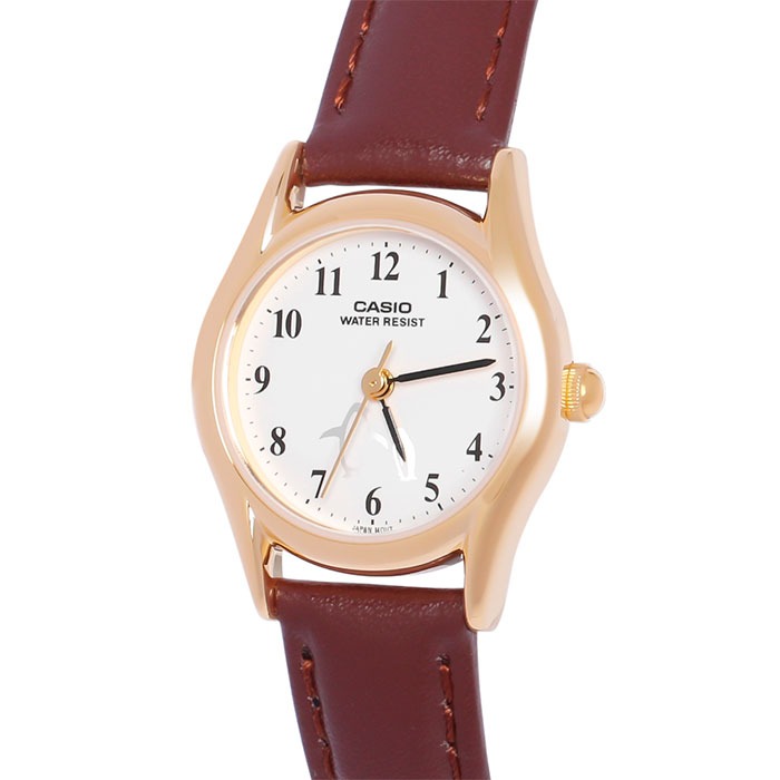 montre femme casio ltp 1094q 7b6rdf bracelet en cuir marron affichage analogique résistant à l'eau