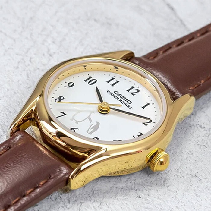 montre femme casio ltp 1094q 7b6rdf bracelet en cuir marron affichage analogique résistant à l'eau