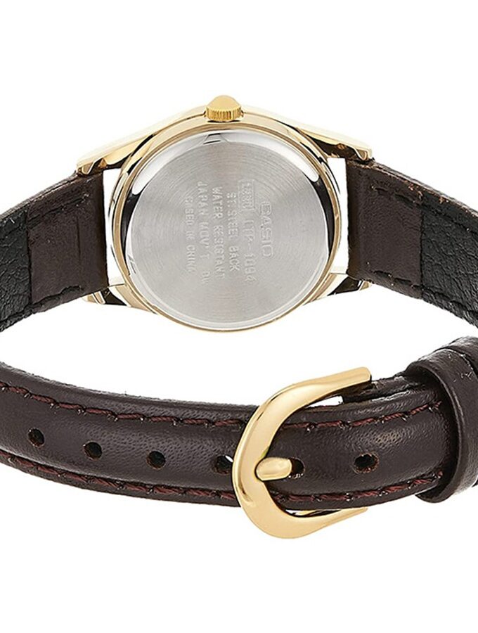 Montre Femme Casio - LTP-1094Q-7B4RDF - Bracelet en Cuir Marron - Affichage analogique - Résistant à l'eau