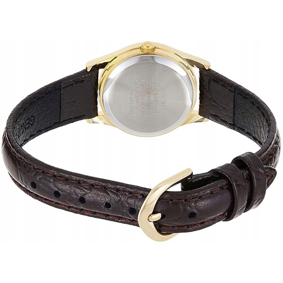 montre femme casio ltp 1094q 9ardf bracelet en cuir marron affichage analogique résistant à l'eau