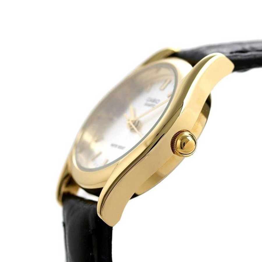 montre femme casio ltp 1094q 7ardf bracelet en cuir noir affichage analogique résistant à l'eau