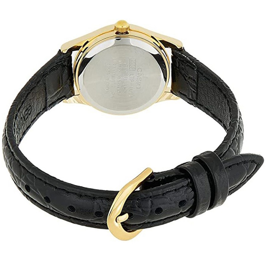 montre femme casio ltp 1094q 7ardf bracelet en cuir noir affichage analogique résistant à l'eau