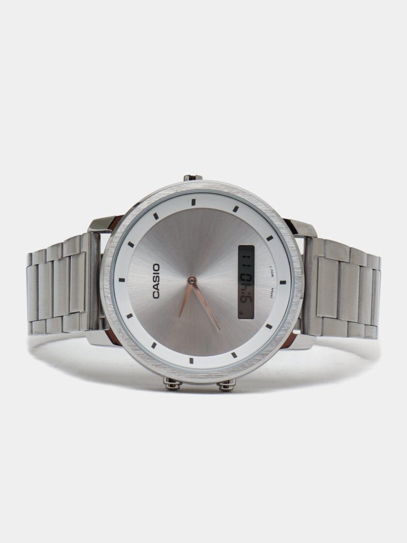 montre homme casio mtp b200d 7edf bracelet en acier inoxydable affichage analogique numérique résistant à l'eau