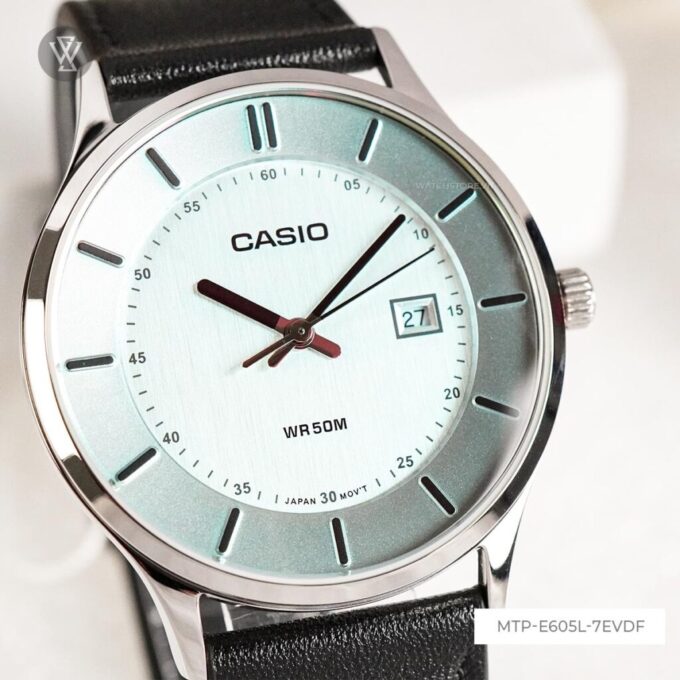 Montre Homme Casio - MTP-E605L-7EVDF - Bracelet en Cuir noir - Affichage analogique - Résistant à l'eau