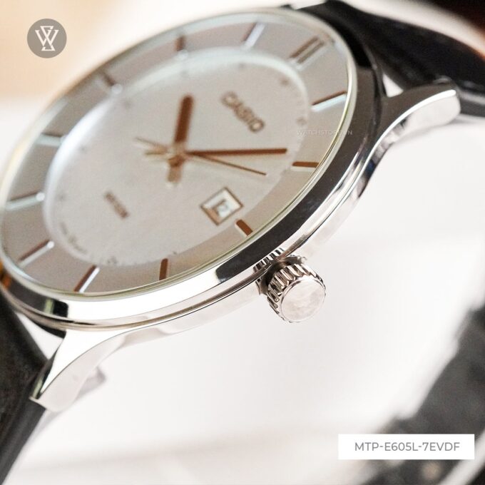 Montre Homme Casio - MTP-E605L-7EVDF - Bracelet en Cuir noir - Affichage analogique - Résistant à l'eau