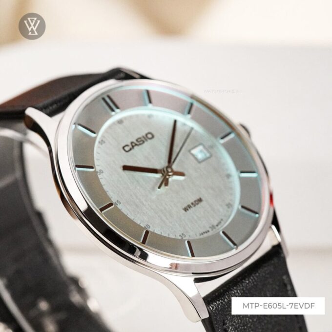 Montre Homme Casio - MTP-E605L-7EVDF - Bracelet en Cuir noir - Affichage analogique - Résistant à l'eau