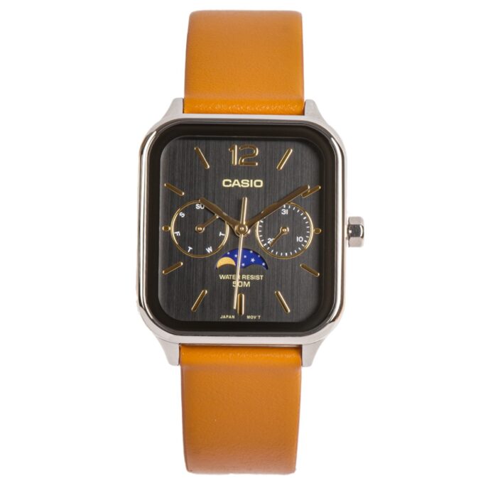 Montre Homme Casio - MTP-M305L-1AVDF - Bracelet en Cuir Kaki - Cadran Carré - Affichage analogique - Résistant à l'eau