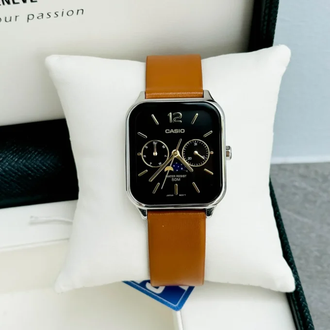 Montre Homme Casio - MTP-M305L-1AVDF - Bracelet en Cuir Kaki - Cadran Carré - Affichage analogique - Résistant à l'eau