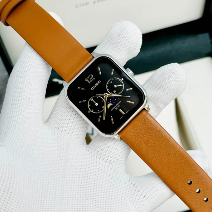 Montre Homme Casio - MTP-M305L-1AVDF - Bracelet en Cuir Kaki - Cadran Carré - Affichage analogique - Résistant à l'eau