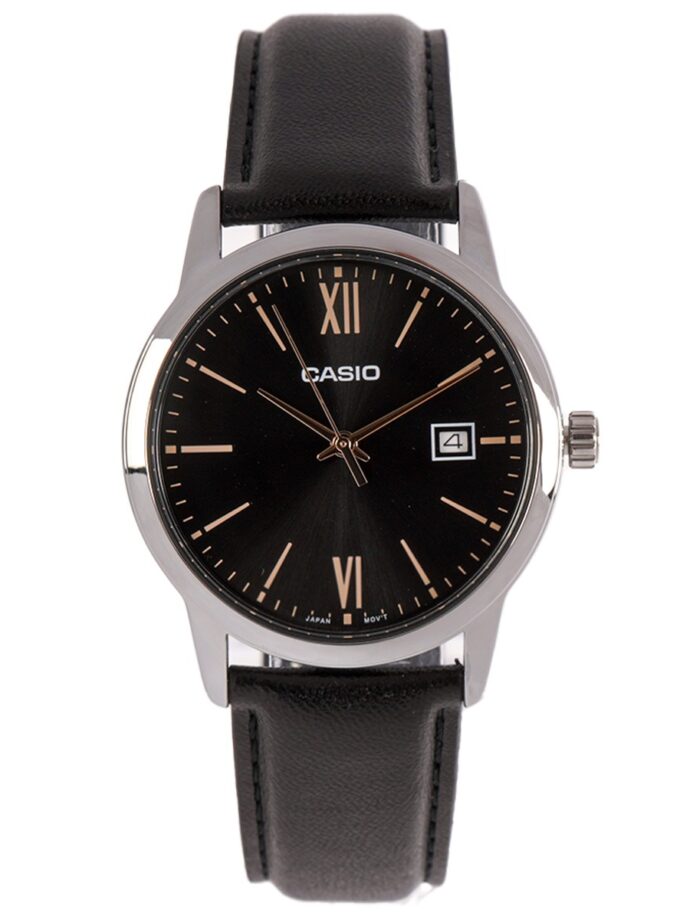 montre homme casio mtp v002l 1b3udf bracelet en cuir noir affichage analogique résistant à l'eau