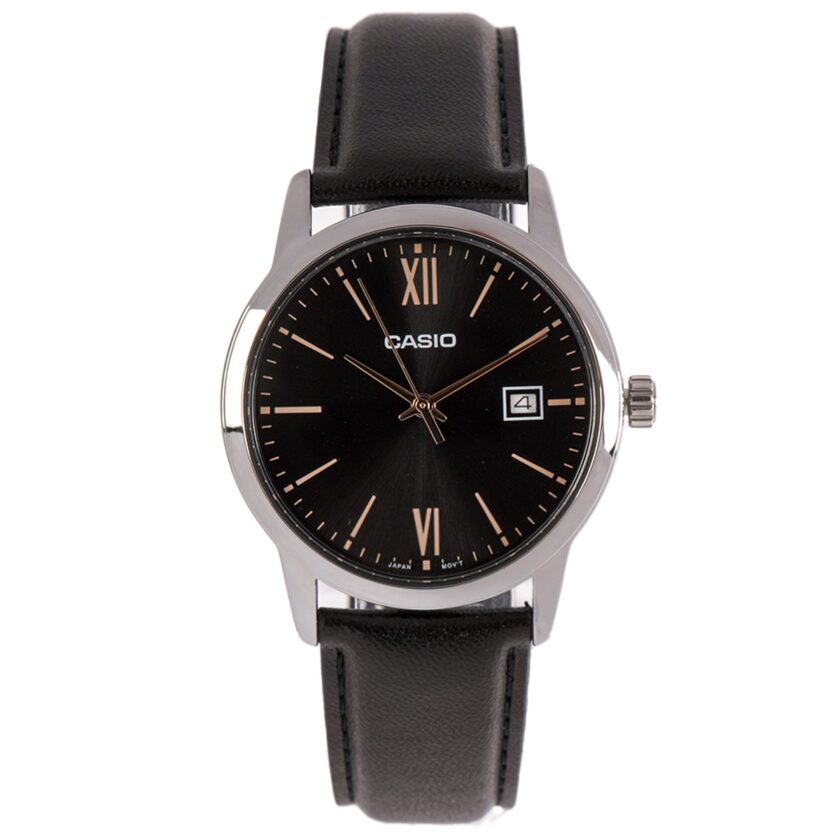 montre homme casio mtp v002l 1b3udf bracelet en cuir noir affichage analogique résistant à l'eau