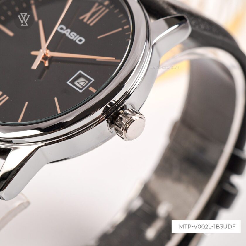 montre homme casio mtp v002l 1b3udf bracelet en cuir noir affichage analogique résistant à l'eau