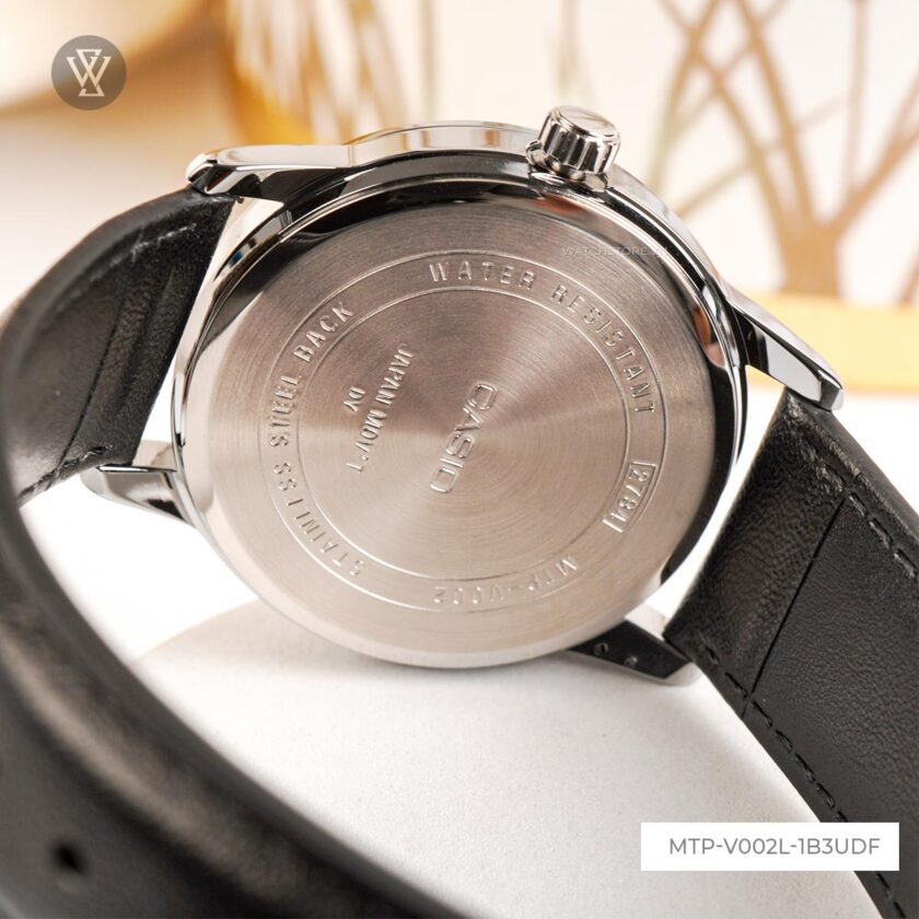montre homme casio mtp v002l 1b3udf bracelet en cuir noir affichage analogique résistant à l'eau