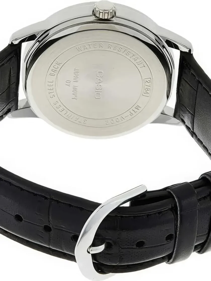 montre homme casio mtp v002l 1b3udf bracelet en cuir noir affichage analogique résistant à l'eau