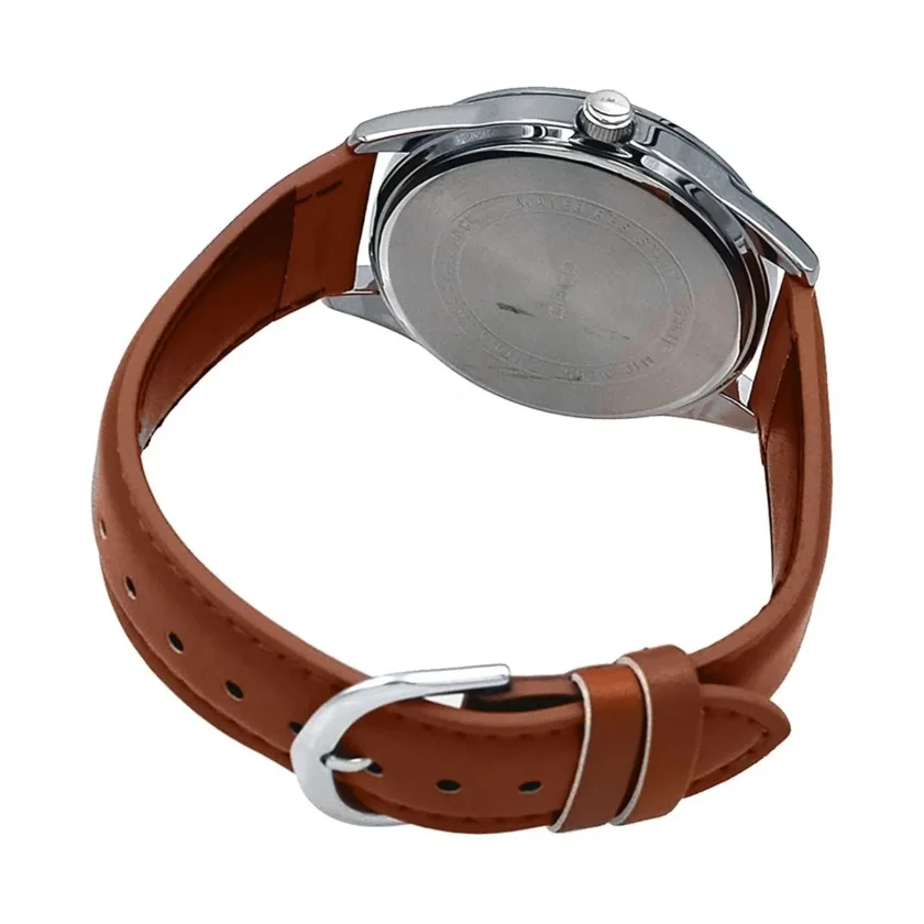 montre homme casio mtp v005l 2b5udf bracelet en cuir kaki affichage analogique résistant à l'eau