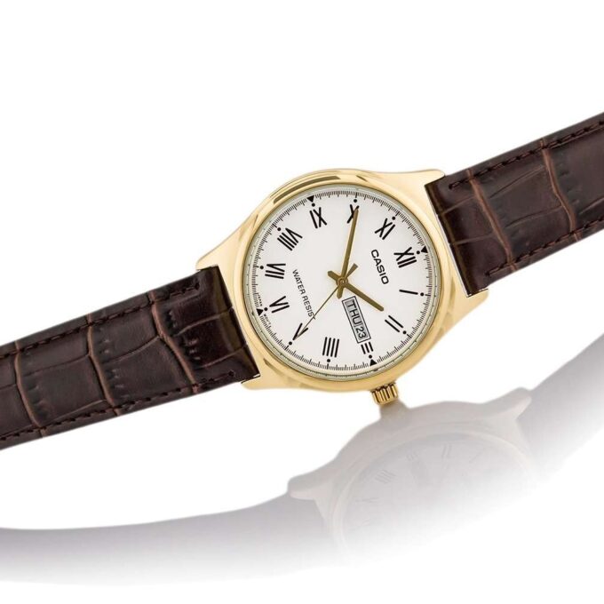 Montre Homme Casio - MTP-V006GL-7BUDF - Bracelet en Cuir Marron - Affichage analogique - Résistant à l'eau