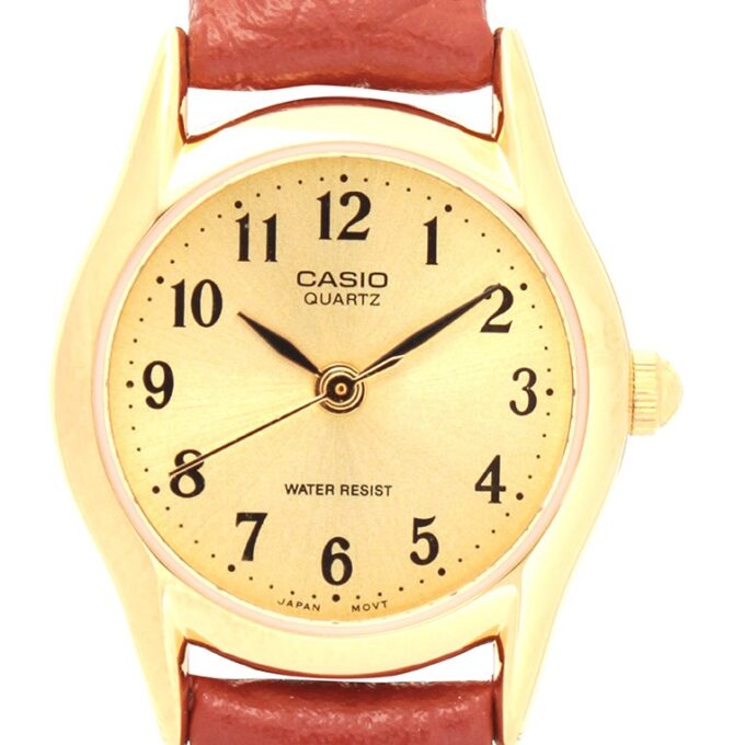 Montre Femme Casio - LTP-1094Q-9BRDF - Bracelet en Cuir Marron - Affichage analogique - Résistant à l'eau