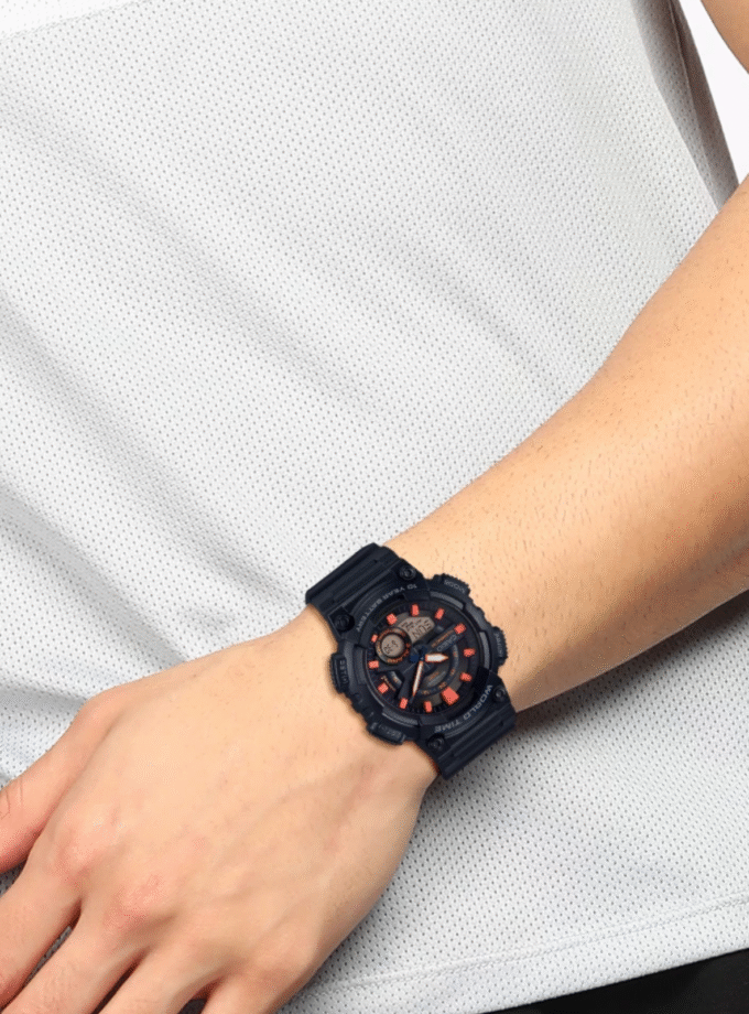 Montre Homme Casio - AEQ-110W-1A2VDF - Bracelet en Résine Noir - Affichage analogique - numérique - Résistant à l'eau