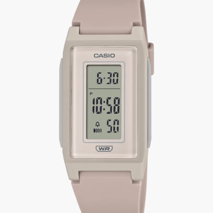 Montre Casio numérique à cadran noir unisexe-LF-10WH-4DF – Bracelet en Résine Rose – Affichage Numérique – Résistant à l’eau