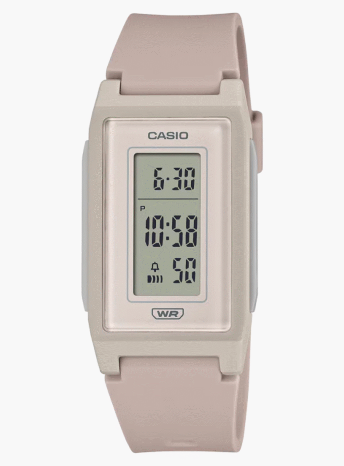Montre Casio numérique à cadran noir unisexe-LF-10WH-4DF – Bracelet en Résine Rose – Affichage Numérique – Résistant à l’eau