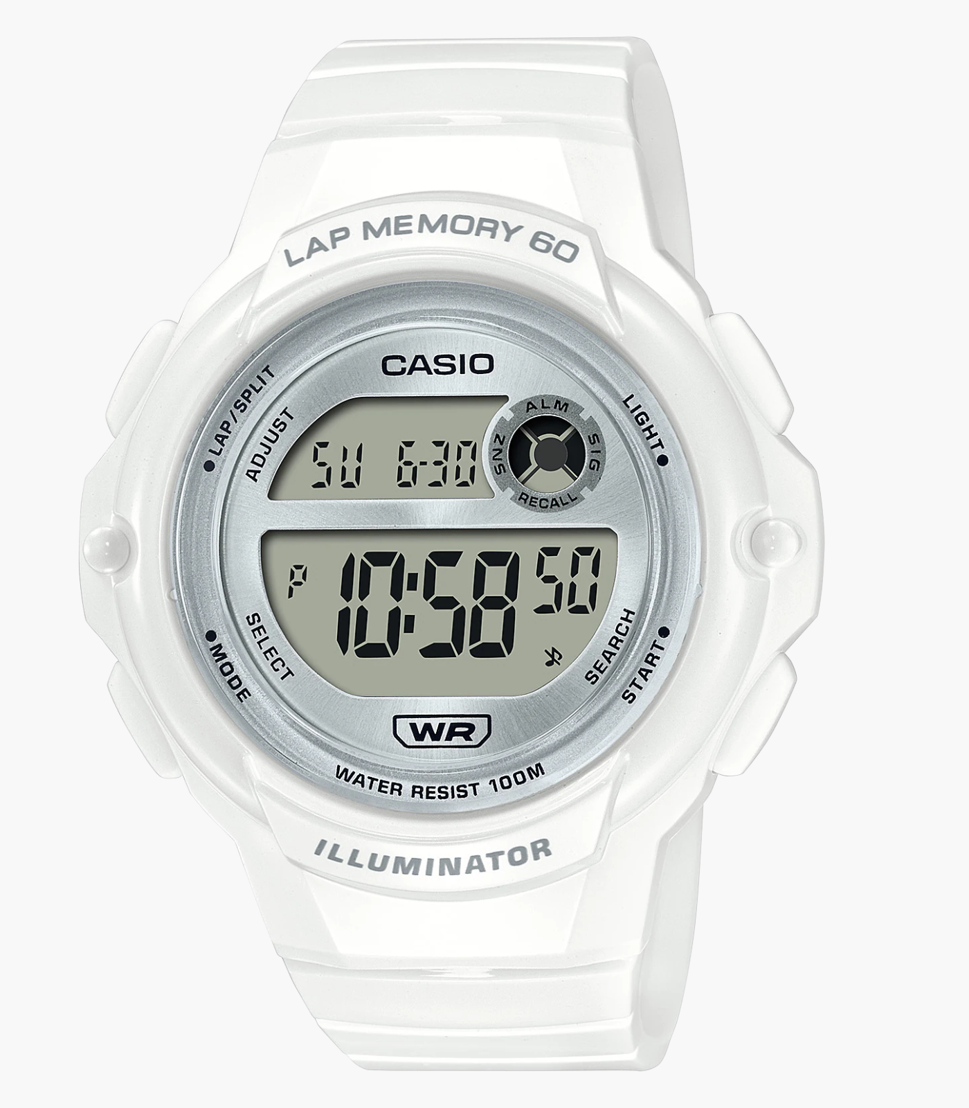 Montre Femme Casio - LWS-1200H-7A1VDF - Bracelet en Résine Blanc - Affichage Numérique - Résistant à l'eau