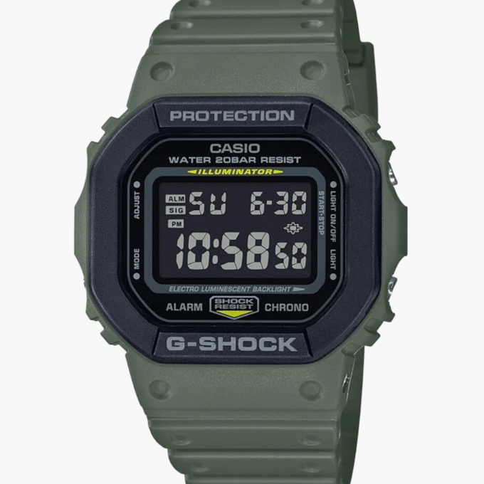 Montre Homme Casio G-SHOCK - DW-5610SU-3DR - Affichage Numérique - Bracelet en Résine - Résistant à l'eau