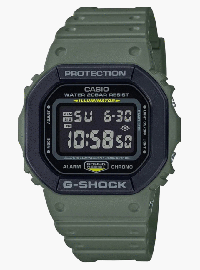 Montre Homme Casio G-SHOCK - DW-5610SU-3DR - Affichage Numérique - Bracelet en Résine - Résistant à l'eau