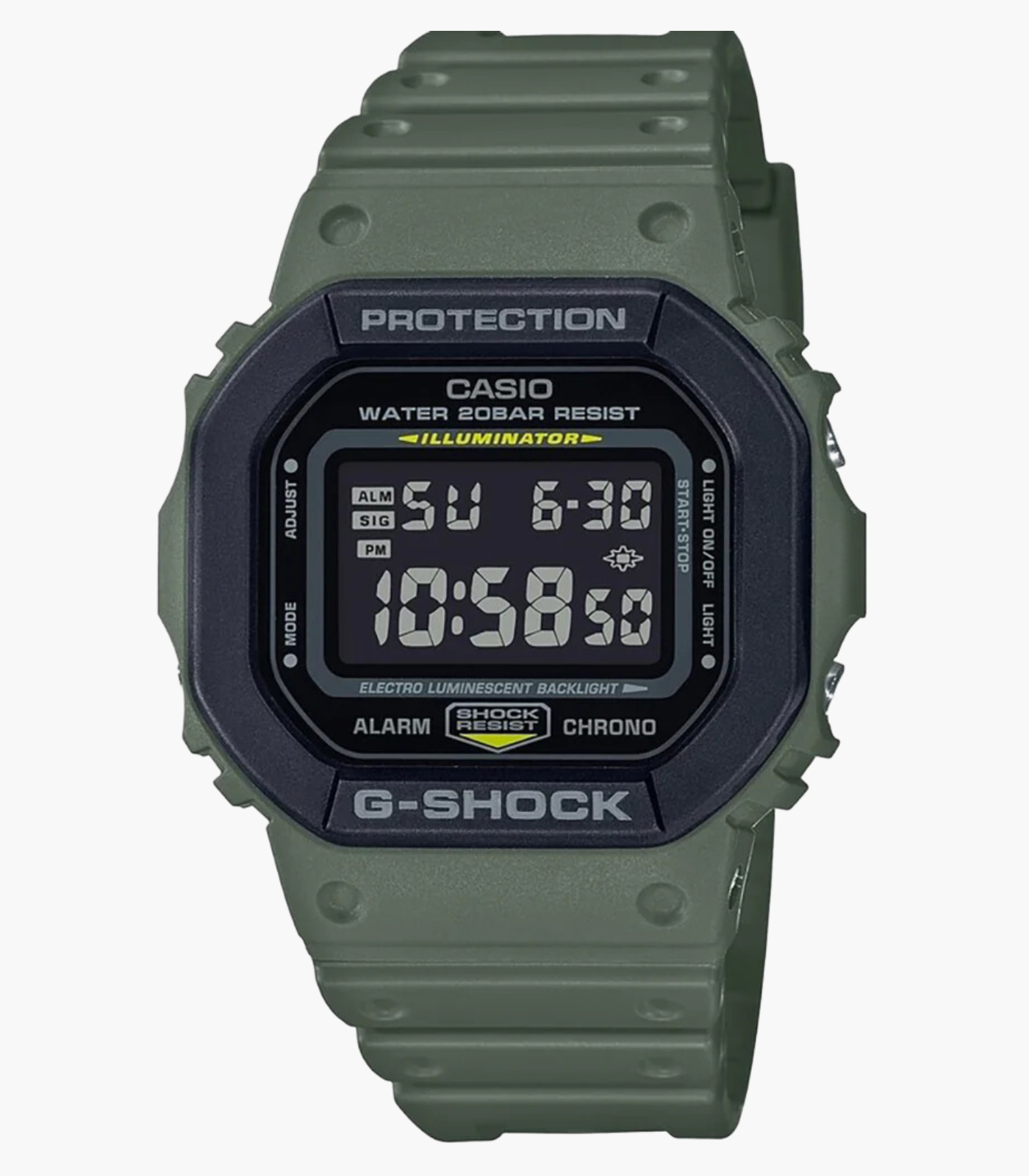 Montre Homme Casio G-SHOCK - DW-5610SU-3DR - Affichage Numérique - Bracelet en Résine - Résistant à l'eau
