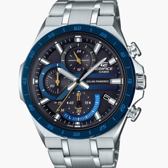 Montre Homme Casio Edifice - EQS-920DB-2AVUDF - Chronographe à Energie Solaire - Bracelet en Acier Inoxydable - Affichage analogique - Résistant à l'eau