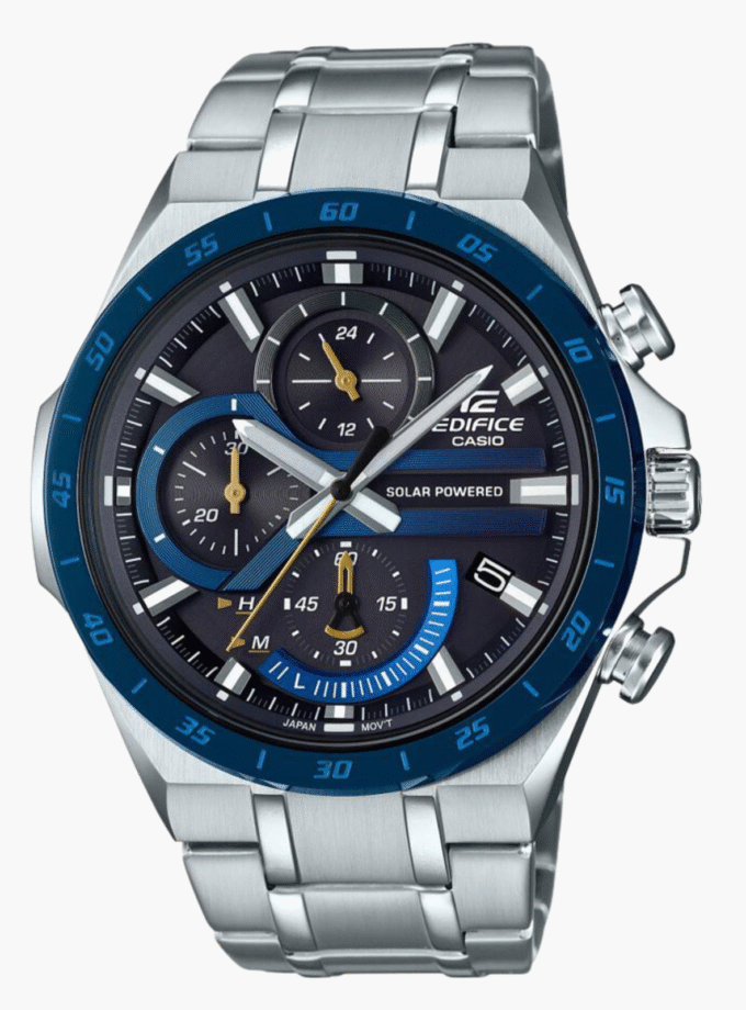 Montre Homme Casio Edifice - EQS-920DB-2AVUDF - Chronographe à Energie Solaire - Bracelet en Acier Inoxydable - Affichage analogique - Résistant à l'eau