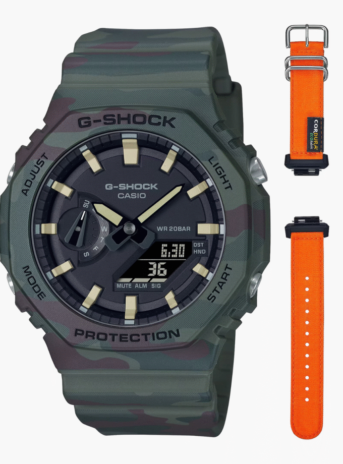 Montre Homme Casio G-SHOCK - GAE-2100WE-3ADR - Bracelet en Résine Interchangeable - Affichage analogique - numérique - Résistant à l'eau