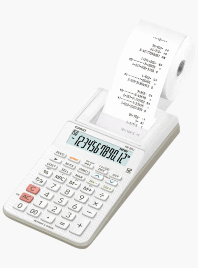 Calculatrice Casio à Imprimante HR-8RC-WE - 12 Chiffres
