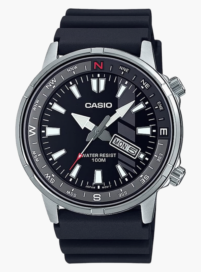 Montre Homme Casio - MTD-130-1AVDF - Bracelet en Résine noir - Affichage analogique - Résistant à l'eau