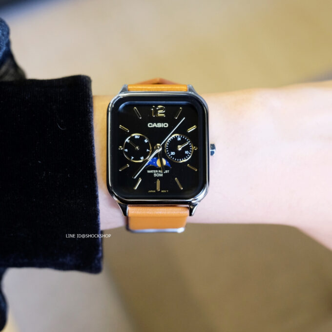 Montre Homme Casio - MTP-M305L-1AVDF - Bracelet en Cuir Kaki - Cadran Carré - Affichage analogique - Résistant à l'eau