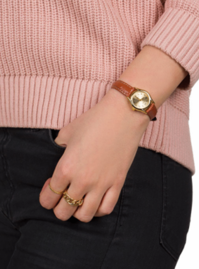 Montre Femme Casio - LTP-1094Q-9BRDF - Bracelet en Cuir Marron - Affichage analogique - Résistant à l'eau