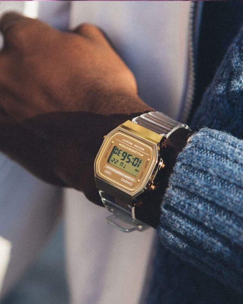 montre casio unisexe a168xesg 9adf bracelet en résine affichage numérique résistant à l'eau