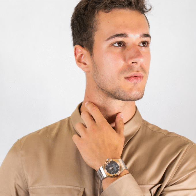 Montre Maserati Homme - POTENZA - R8853108007 -  Bracelet en Acier Inoxydable - Maille Milanaise - Cadran Noir Rose Or - Résistant à l'eau